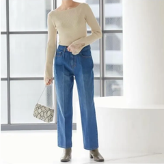 デニムパンツ  センタープレス  ロング  綿100％  神戸レタス  新品タグ付き