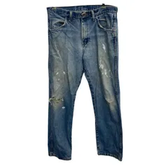 RUSTLER デニムパンツ W33 インディゴブルー ラスラー ジップアップ ダメージ ジーンズ カジュアル アメカジ 古着卸 アメリカ仕入 2509-61