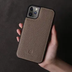 [HANATORA] iPhone11 Pro Max 本革ケース シュリンクカーフレザー スマホケース 暗褐色 モール