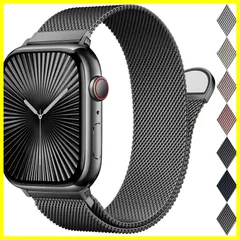 EPULY コンパチブル アップルウォッチバンド 49mm 46mm 45mm 44mm 42mm 41mm 40mm 38mm Apple Watch用のバンド マグネットクラスプ ステンレス鋼 メッシュ 通気 男女兼用 長さ調節 Watch Series