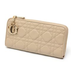 ディオール / DIOR　レディディオール ヴォワヤージュ ウォレット / ラウンド ジップ　S0007ONMJ　カナージュ ラムスキン　ベージュ系 【未使用】 商品番号 B-158604