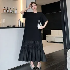 マキシワンピース 大きいサイズ マタニティ 切り替え リゾートワンピース 海 旅行 夏ワンピース レディース 半袖 ロングワンピース マキシ丈 体型カバー ゆったり ママ 30代 40代skwmlcs08