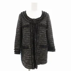 ジルスチュアート JILL STUART ツイードジャケット 切替 フリンジ M 紺 ネイビー 黒 ブラック /GV ■MGのサムネイル