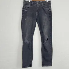 (^w^)b Bershka Denim ベルシュカ ダメージ 先染め ブラック デニム パンツ ジーンズ スキニー ジーパン 定番 ブラック 黒 フィット ロング丈 ダメージ加工 カッコいい スッキリ 着回し メンズ
