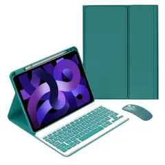 iPad9/iPad8/iPad7/Air3/Pro10.5_深緑 iPad 第 9 8 7 世代 iPad 10.2 インチ キーボードケース マウス付き 上側ペンシル収納 iPad Air3 iPad Pro10.5 キーボード カバー ワイヤレス マグネ