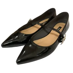 美品 24SS OHGA オーガ パテントレザー メリージェーン ビジュー ポインテッドトゥ パンプス 23cm ブラック レディース 古着 中古 USED