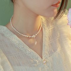 パール リボン ネックレス フレンチ ガーリー 上品 清楚系 