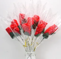 Sugarello ハンカチフラワー 薔薇 花束 タオルフラワー ミニハンカチ バラの花 母の日 プチギフト プレゼント ギフト プチタオル お祝い 花 個包装 12本セット (赤いバラ) [赤いバラ]