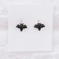 【再販】No.432　ハロウィン　こうもり　黒　ピアス　イヤリング