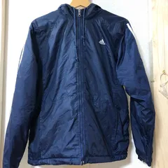 adidas/アディダス リバーシブルナイロンジャケット スリーライン フード フリース フード フリースジャケット vintage 90年代 ビンテージ 90's 台湾製 メンズ S ブルー