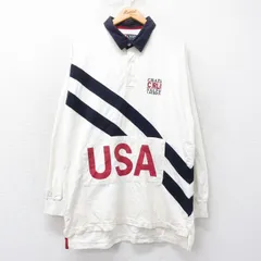 L/古着 ラルフローレン チャップス 長袖 ブランド ラガー シャツ メンズ 90s ワンポイントロゴ USAロゴ ロング丈 コットン 白他 ホワイト 2