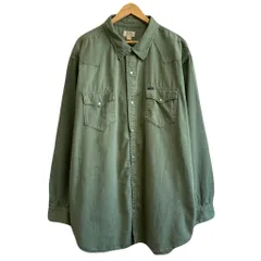 Polo Ralph Lauren ポロ ラルフローレン DENIM&SUPPLY ウエスタンシャツ風 コットンシャツ 無地 ポケット付き 長袖シャツ スナップボタン カーキ 3XLT No.J342