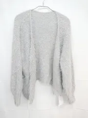 ◇ ⊇ ◎ ●未使用● GRL　タグ付き シャギーニット 長袖 ニット カーディガン サイズF ライトグレー レディース E  【1411070010070】