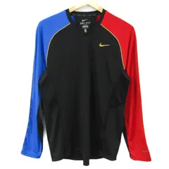 ナイキ 長袖Ｔシャツ トップス ドライフィット スポーツウエア メンズ Lサイズ 黒×赤×ブルー NIKE 【中古】