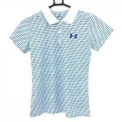 ★SALE価格★【超美品】アンダーアーマー 半袖ポロシャツ 白×ライトブルー×ネイビー  レディース MD ゴルフウェア UNDER ARMOUR