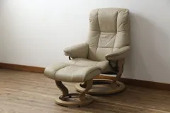 ★事前問合せ必須★ EKORNES エコーネス ストレスレスチェア (S) オットマン付き 中古 本革 レザー メイフェア Mayfair リクライニングチェア アームチェア 椅子 フットスツール 北欧 リペア+発送まで3週間前後 R-078736