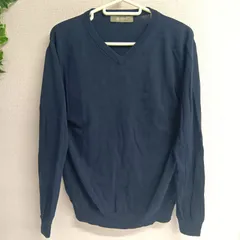 [nano]ナノ ニット セーター シンプル レディース 古着 綿100％ サイズS ネイビー（い-341，ヌ）