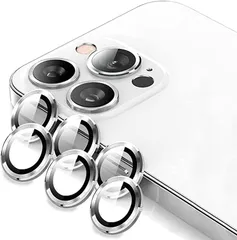 MERSHEART 6枚セット iPhone13pro / 13promax 用 カメラ保護フィルム カメラカバー レンズカバー アルミ合金＋9H硬度ガラス 耐衝撃( シルバー)