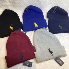 ポロ　ラルフローレン　 ニット帽　ビックロゴ刺繍入り　ビッグポニー