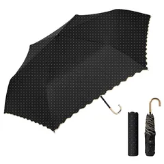 日傘 折りたたみ傘 超軽量 174g/194g UVカット 遮熱 遮光 日焼け止め対策 紫外線遮断 晴雨兼用 レディース かわいい 高密生地 超撥水 耐風 小型 携帯便利 (ドット-ブラック) 0