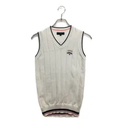 中古 レディース キャロウェイ Callaway ベスト M 白 ホワイト Vネックニット ストライプ柄