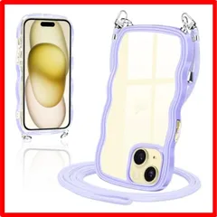 【匿名配送】 iPhone15 Plus_紫 iPhone15 Plus ケース クリア ショルダー iPhone15plus スマホケース カバー 肩掛け 首
