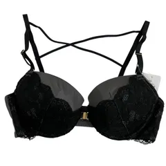 dazzy store ブリリアントフラワーコードブラジャー&フルバックショーツセット D75 サイズL ブラック グレー