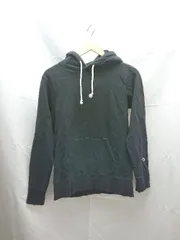 ◇ Champion チャンピオン プルオーバー ロゴワッペン フード 長袖 パーカー サイズLARGE ブラック レディース E  【1303160009838】