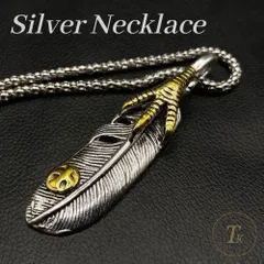 ネックレス 特大金爪 新品 フェザー ネックレス ヘッド イーグル 羽 シルバー インディアンジュエリー 上下金 羽 翼 メンズ レディース プレゼント ヴィンテージ 10代 20代 30代 40代 50代 028N