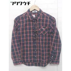 ◇ FILA フィラ チェック フリル 長袖 シャツ サイズM ネイビー ボルドー系 レディース  【中古】 【1108270001556】