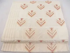 正絹 紬 吉野間道 袋帯 ベージュ 多彩 未使用に近い極美品 正絹 紬 吉野間道 袋帯 ベージュ 多彩 未使用に近い極美品