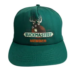 【キャップ/帽子】70-80s アメリカ製　USA製 BUCKMASTERS' (バックマスターズ) ビンテージトラッカーキャップ　アニマル　シカ　鹿　グリーン　緑　深緑