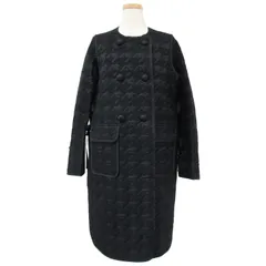 NOIR KEI NINOMIYA ノアール ケイニノミヤ コート ロング ノーカラーコート ブラック 黒 S キルティング 千鳥格子 中綿 サイドリボン AD2018 アウター  大人 きれいめ【レディース】【中古】のサムネイル