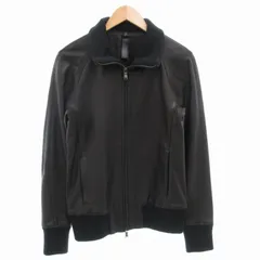 WJK レザージャケット Lサイズ ブラック ダブルジップ ニット切り替え WJK レザージャケット Lサイズ ブラック ダブルジップ ニット