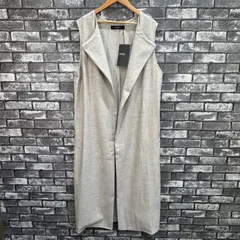 【新品　未使用　タグ付き】　【OMNES/オムネス】　ストレッチ杢ノーカラーロングジレベスト　レディース　トップス　ベスト　ジレ　杢調　フリーサイズ　ベージュ
