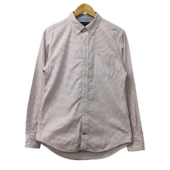 トミーヒルフィガー TOMMY HILFIGER シャツ ボタンダウン カジュアル スタンダード ボーダー ロゴ 刺繍 長袖 Ｌ/Ｇ 白 ピンク ホワイト