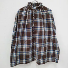 美品 45R 45RPM ウール縮絨ワイドブラウス フリルデザイン グレー