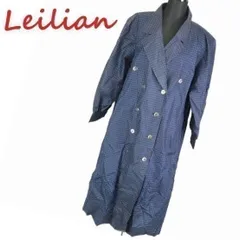 Leilian/レリアン　シルク100％ Pコート　サイズ9　Women's size -M　国内正規品　紺系ギンガムチェック　管NO. ◆R2-094<sale>のサムネイル