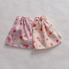 コップ袋 ミニ巾着 女の子 イチゴ 花柄 レース ハート ピンク ベージュ