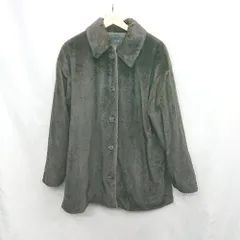 ◇ ⊇ JEANASIS ジーナシス ファー 長袖 ステンカラーコート サイズF ダークグリーン レディース E  【1502180033339】