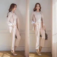 ジャケット パンツ ボトムス スーツ セットアップ アウター 上着 レディース アンクル丈 長袖 Vネック 角襟 フェミニン ハイウエスト 前開き 大人可愛い きれいめ 上品 おしゃれ こなれ感 マニッシュ ガーリー フォーマル 抜け感 ベーシック アクティブ