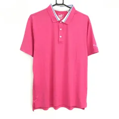 【超美品】プーマ 半袖ポロシャツ ピンク系×白 袖ロゴ メンズ US-L/G ゴルフウェア PUMA