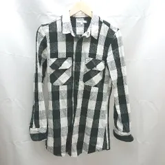 ◇ imp フランネル 長め丈 ブロックチェック 長袖 シャツ サイズM ブラック レディース E  【1303020019137】