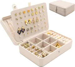 MNOA. アクセサリー ジュエリー ケース ボックス 宝石箱 指輪ボックス アクセサリートレー ネックレス イヤリング 収納(パールホワイト,  L)