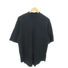 ナノユニバース nano universe nano BASE カットソー Tシャツ ワッフル ハイネック 五分袖 ストレッチ オーバーサイズ M 紺 ネイビー /AO7 ☆のサムネイル