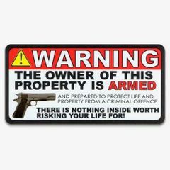 ステッカー #59 GUN WARNING 警告  アメリカン雑貨