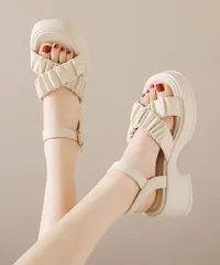 厚底サンダル 太ヒール クロスベルト 夏 yxxy01