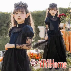 ハロウィン コスプレ 魔女 悪魔　ゴスロリ ハロウィン 仮装 小悪魔 コスチューム キッズ ゾンビ デビル ガール 魔法使い 魔法子ども ハロウィン衣装 ブラック コスプレ衣装 cosplay ゴスロリ 吸血鬼 悪魔 キュートワンピ 家遊び ロリータ