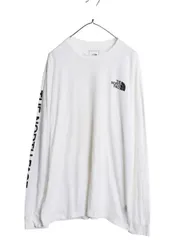 【お得なクーポン配布中!】 ノースフェイス プリント 長袖 Tシャツ メンズ XL アウトドア ロンT ロングスリーブ カットソー 袖プリント ワンポイント 大きいサイズ 白