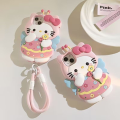 スマホケース　キティーちゃん　ビーちゃん　ストラップ付き　シリコン　iPhone対応　アイフォンケース　iPhone16/15/15pro/14/13/12/11　